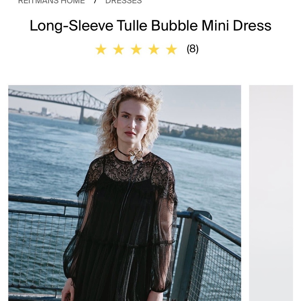 Reitmans Black Long-Sleeve Tulle Dress